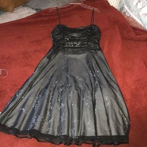 Black Spaghetti Strap Dress w/ Floral Design